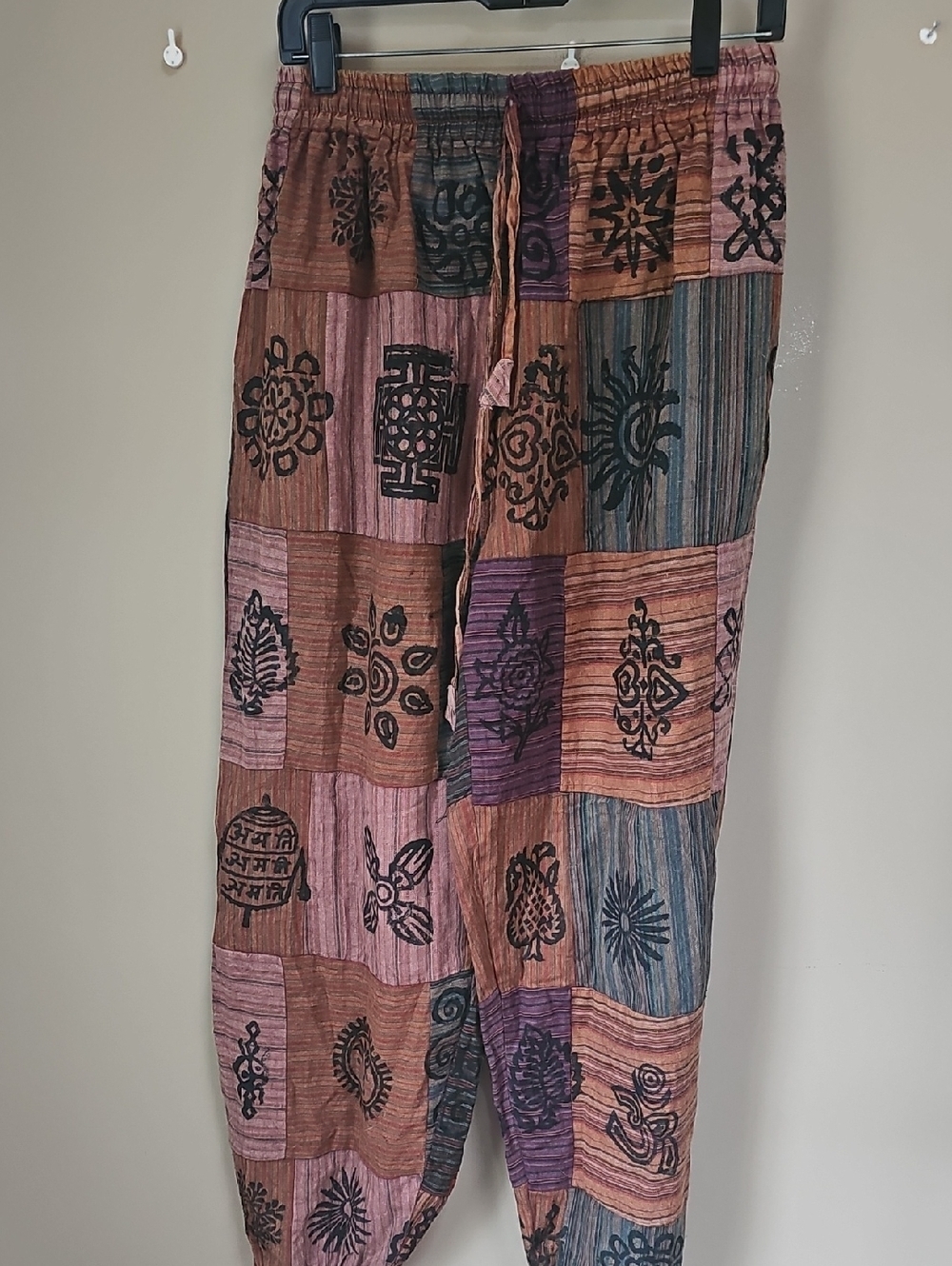 Bohemian Festival Hippie Patchwork Elastic-Waist 100% Cotton Pants - Multicolor